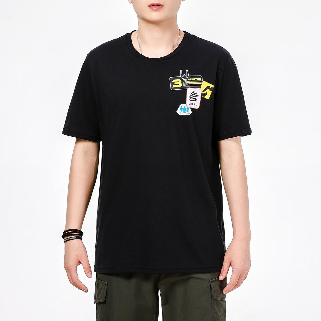 Under Armour Curry Logo Training Sports Print Crew Neck Vintage Breathable Short Sleeve T-Shirt Men Tops Black 1369442-001