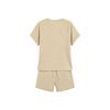 Women Casual Two Piece Lounge Set Short Sleeve Henley Neck Top with Button Detail and Drawstring Waist Shorts Relaxed Fit