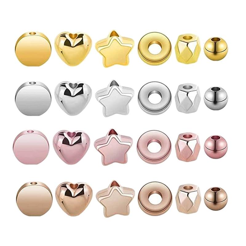2160Pcs Mixed Spacer Beads Combination Charms Making 6 Styles Loose Beads for Diy Necklace Earrings Bracelet Making
