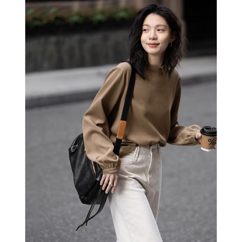 Demana Spring Asymmetrical Stand Collar Long Sleeve Blouse L