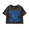 Dámská bavlněná crop trička s praným efektem Věř v sebe potisky topy distressed oversize krátký rukáv dámské oblečení