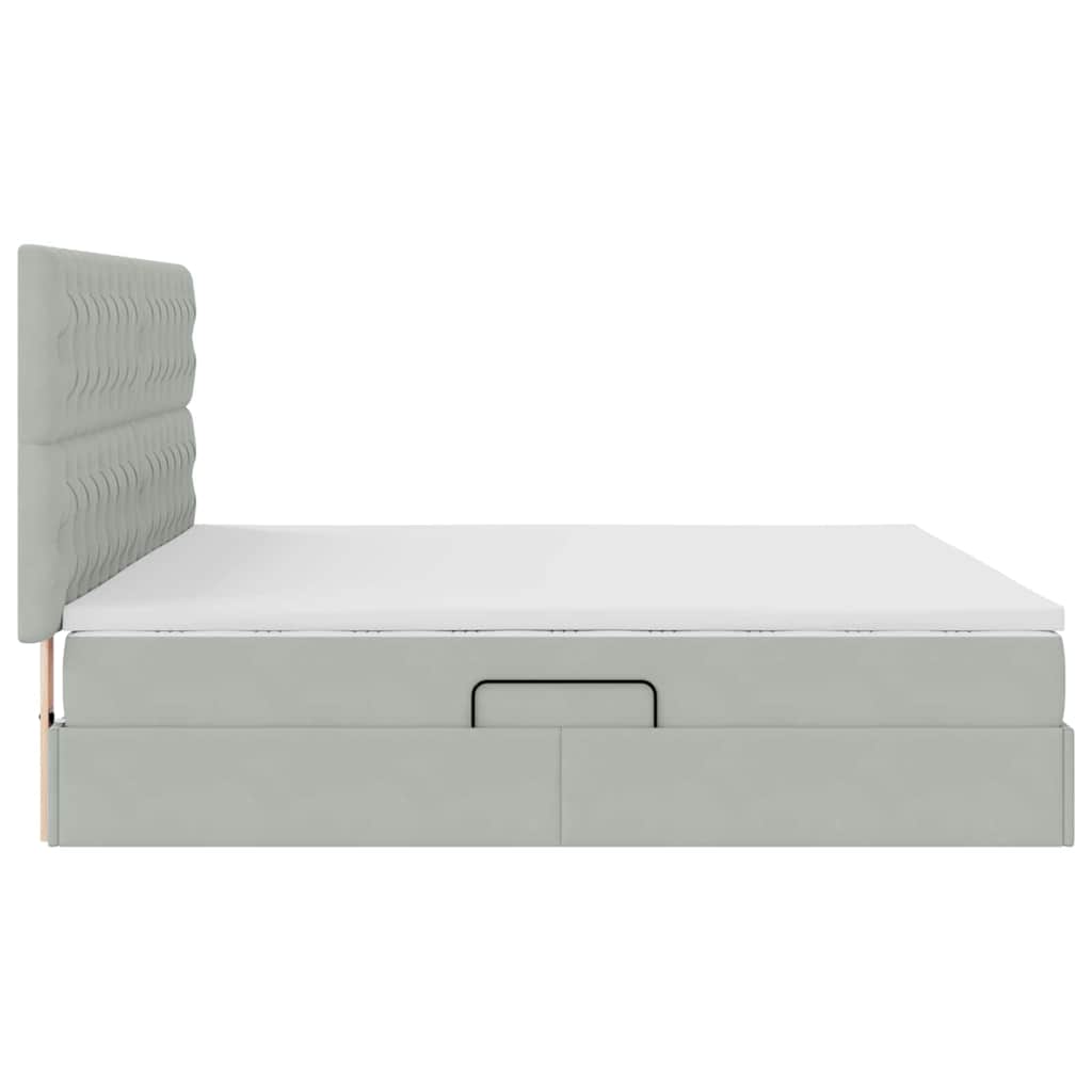 LED Storage Bed with Mattress Light Grey 200 x 200 cm Velvet
