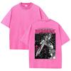 Men Berserk Japanese Anime Graphic T-shirt Vintage Washed Oversized Short Sleeve Top Casual Loose Tees
