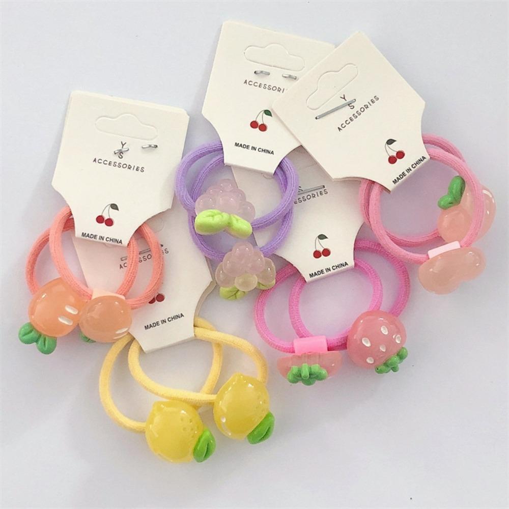 2PCS Resin Hair Band Semi Transparent Braid Rubber Ties Trendy Elastic Hair Band