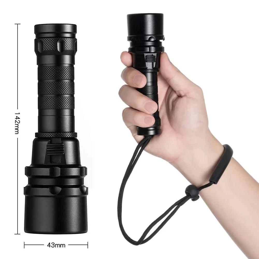 High Power Diving Flashlight IP68 Waterproof Lamp Professional Diving Light High Lumen LED Underwater Torch with 18650 Battery