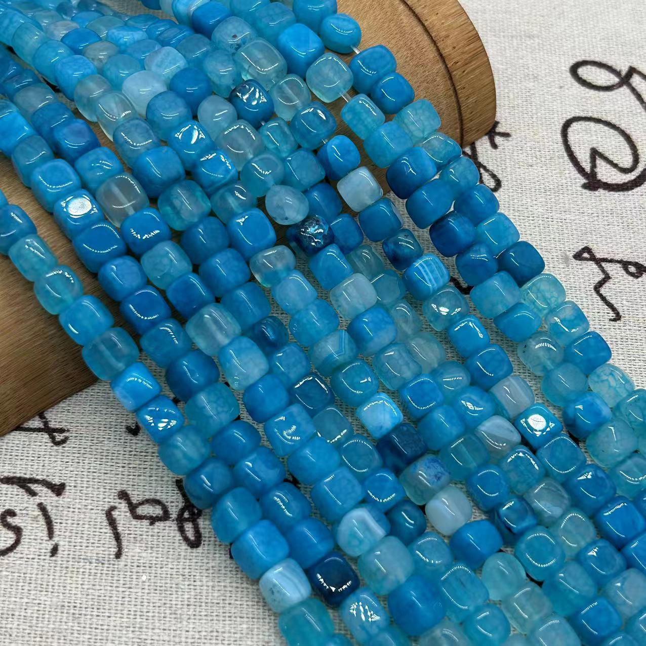 

Красочные бусины из агата в форме куба с рисунком дракона для самодельных украшений, бусины ручной работы Dragon Agate озеро синий