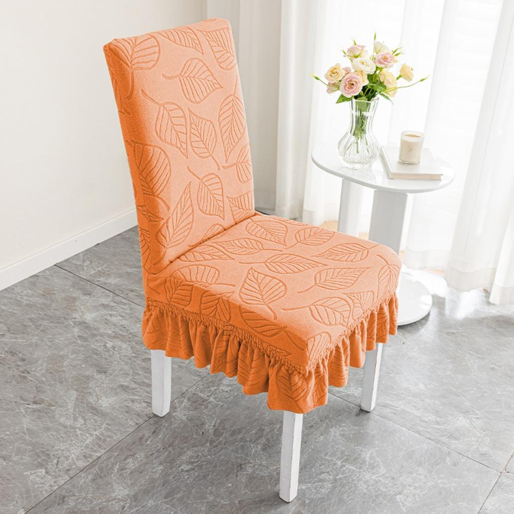 High-elastic Dining Chair Cover Anti-slip Jacquard Stool Slipcover Soft Skirt Edge Backrest Protector for Home Decoration