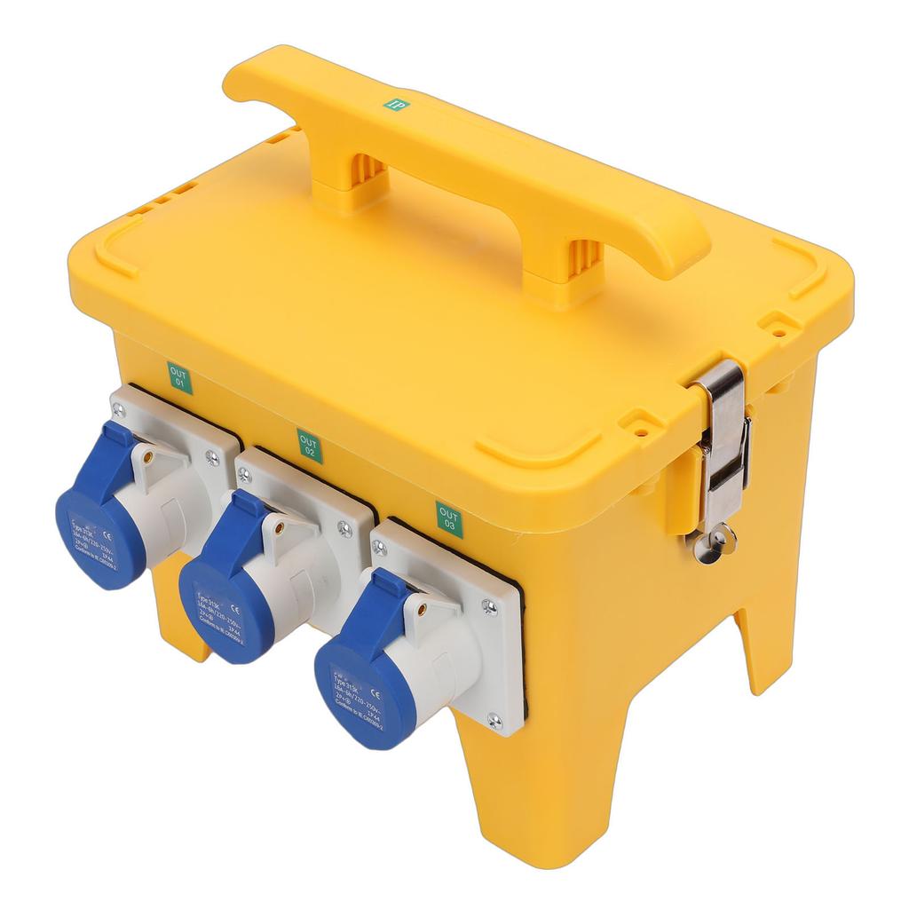 Portable Power Distributor 3 Pin CEE Outlets and 3 Prong Female Sockets Water Proof Receptacle Box for Indoor Outdoor