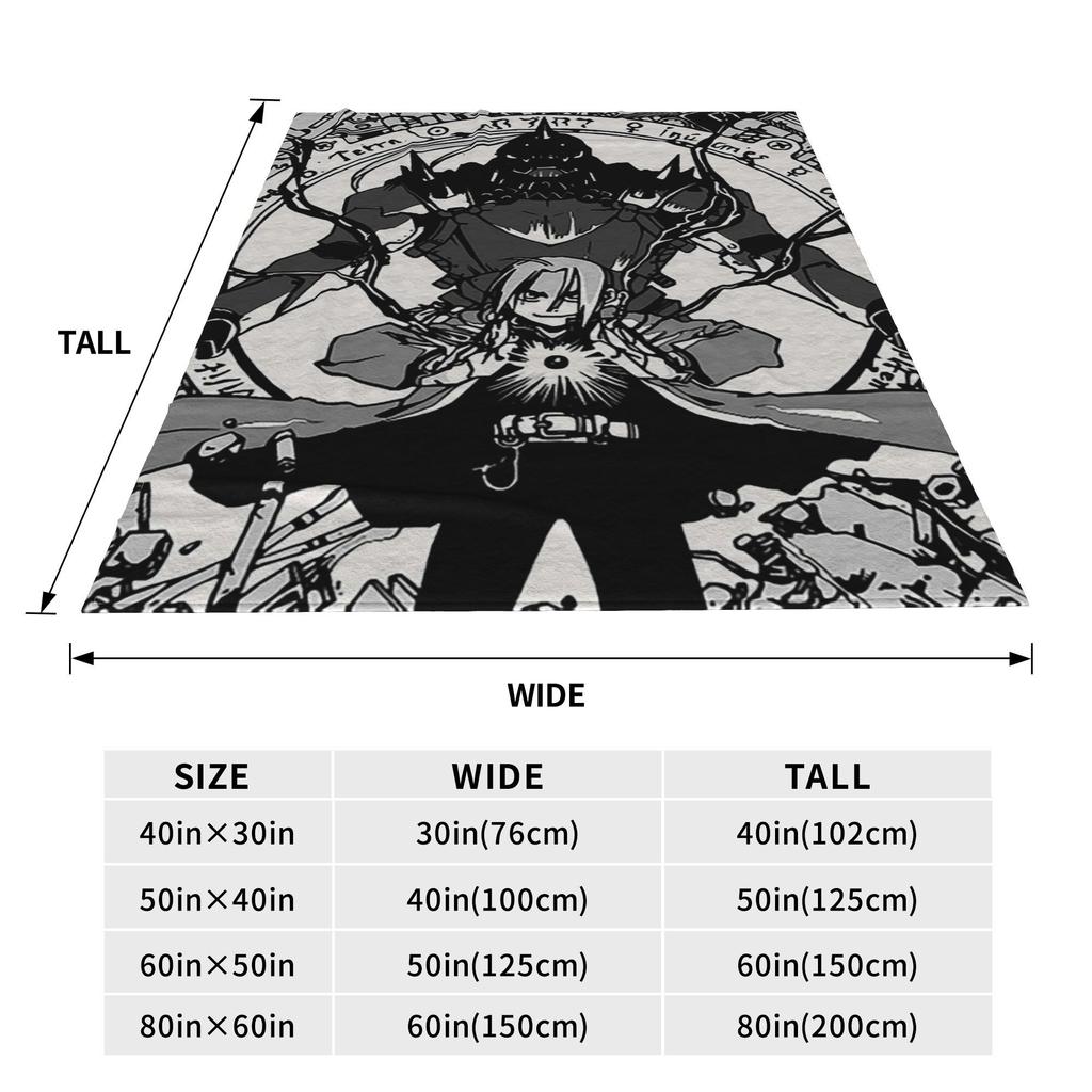 Fullmetal Alchemist Anime Manga 4 Blanket Lightweight Flannel Sofa Throw Blanket for Couch Bedding Office Throws Bedspread Quilt