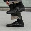 2025 Pleat Leather Half Shoes for Men Mules Backless Loafers Slippers Semi-Drag Casual Shoes Male Slides Outdoor Slip On Flats