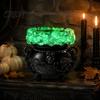 Kleine Halloween-Figur Kessel LED Blasenlicht Dekoration, Farbwechselnde Hexentranklampe mit Dekorationen Lila Licht, Gruselige Gotische Tischdekoration