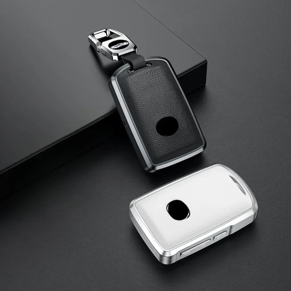 Alloy Leather Car Smart Key Case Cover For Mazda Alexa CX-30 CX-3 CX-5 CX-7 CX-9 CX-4 3 Button Protector Shell Accessories