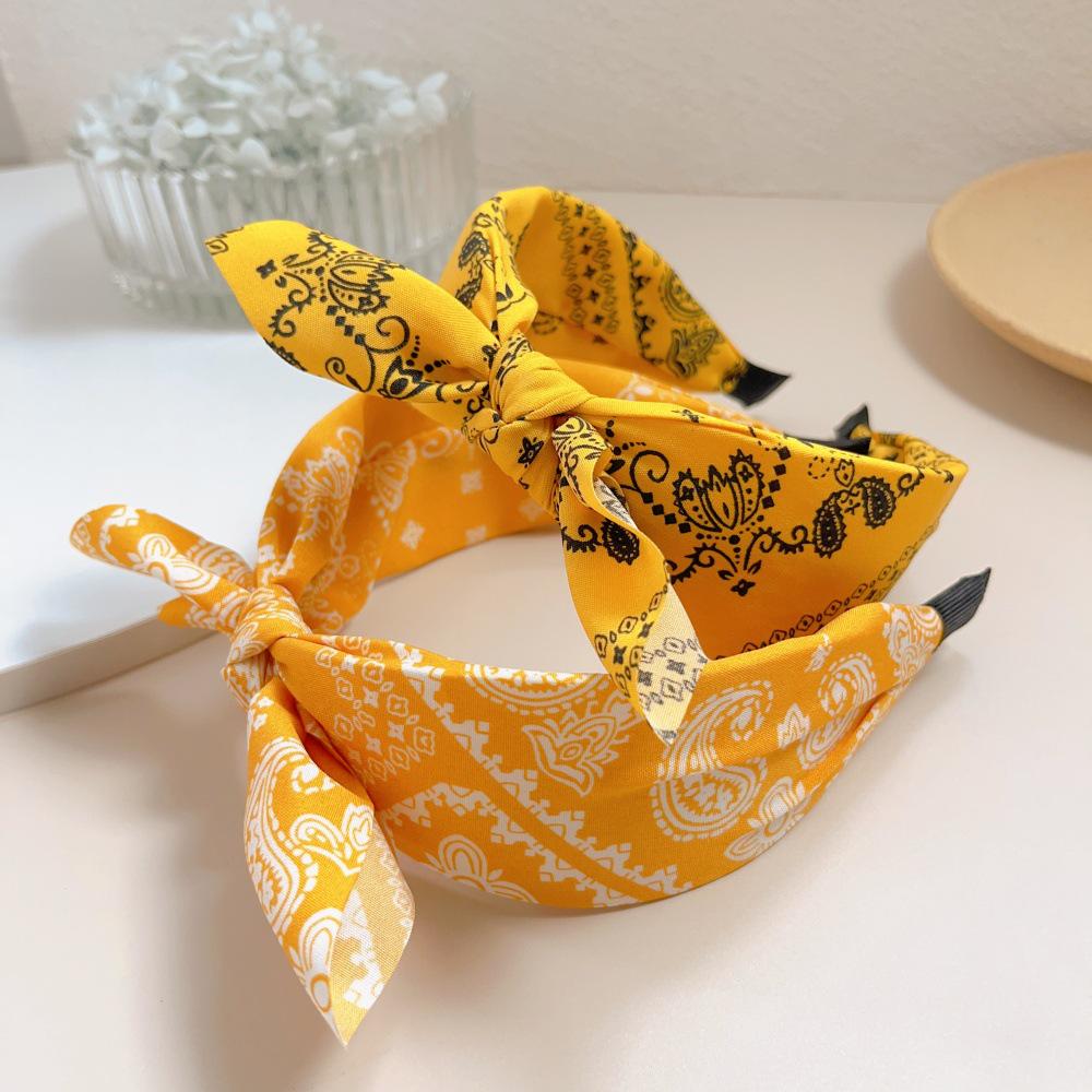 Retro Cashewblüten-Schleife Breites Stirnband - Koreanischer Stil Gedrehter Stoff-Haarclip für Damen