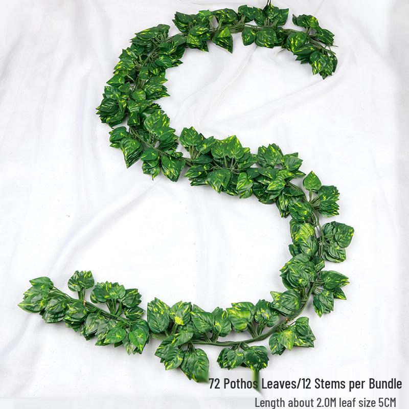 Rattan Faux Green Leaves & Vines - Decorative Plastic Flower Vines for Water Pipes & Air Conditioning Cover