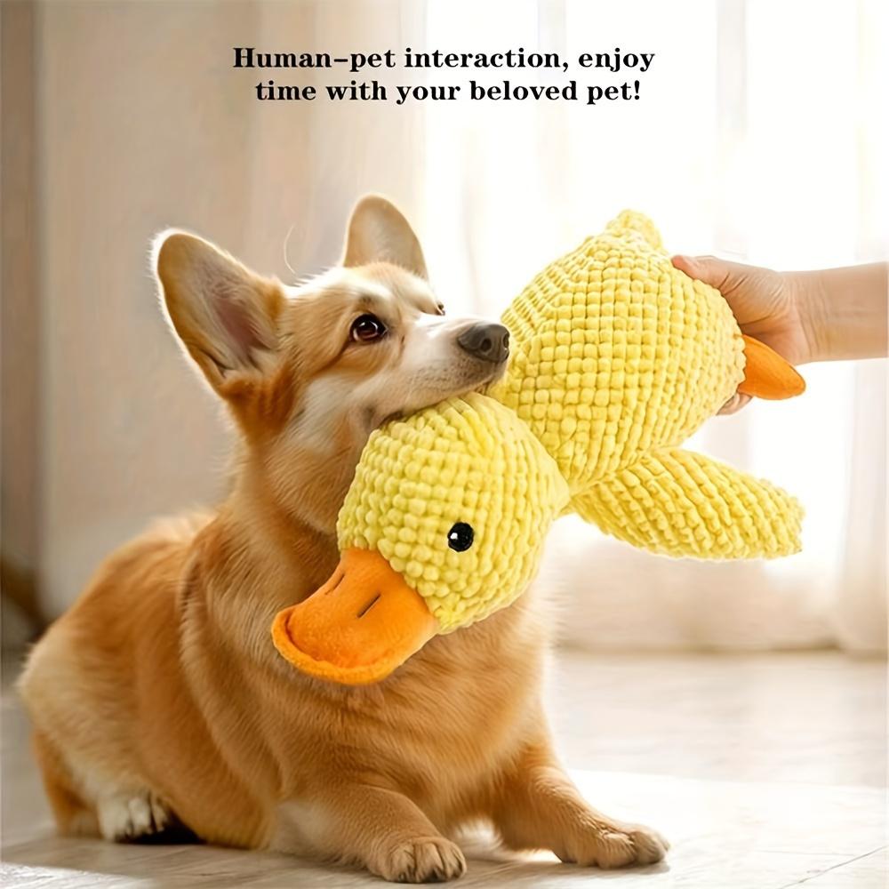 Durable Chew-Resistant Plush Duck Dog Toy,Soft Interactive Chew Proof Companion,Bright Yellow Safe Chewable Puppy Toy for Dogs