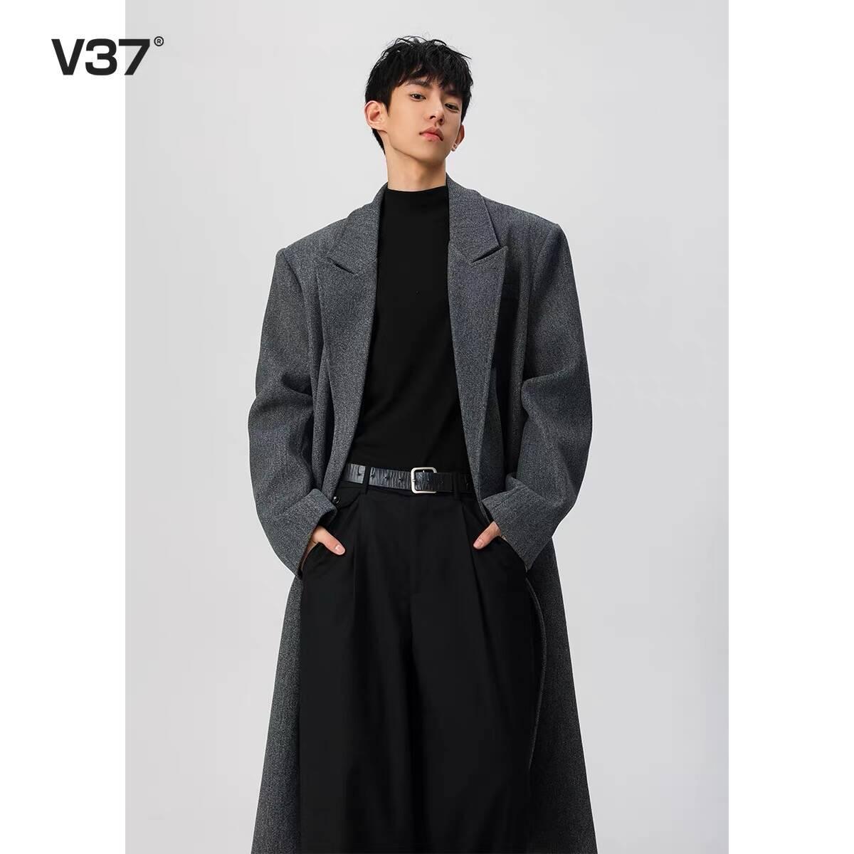 

2025 Men s Double-Breasted Wool Trench Coat - Mid-Length, Padded Shoulders, Over-the-Knee Fit, Autumn/Winter Collection 3XL сірий колір