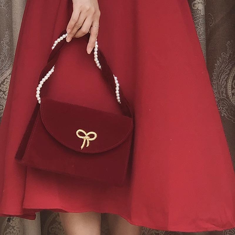 Qixi Festival Gift Red Bridal Wedding Bag Women's 2025 New Camellia Messenger Bag Portable Premium Texture Women's Bag