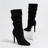 Fashion AIYUQI 2025 New Pointed Toe Women's Stiletto High Heel Boots Mid-tube Spring Female Boots Fashionable Pleated Women High Heels