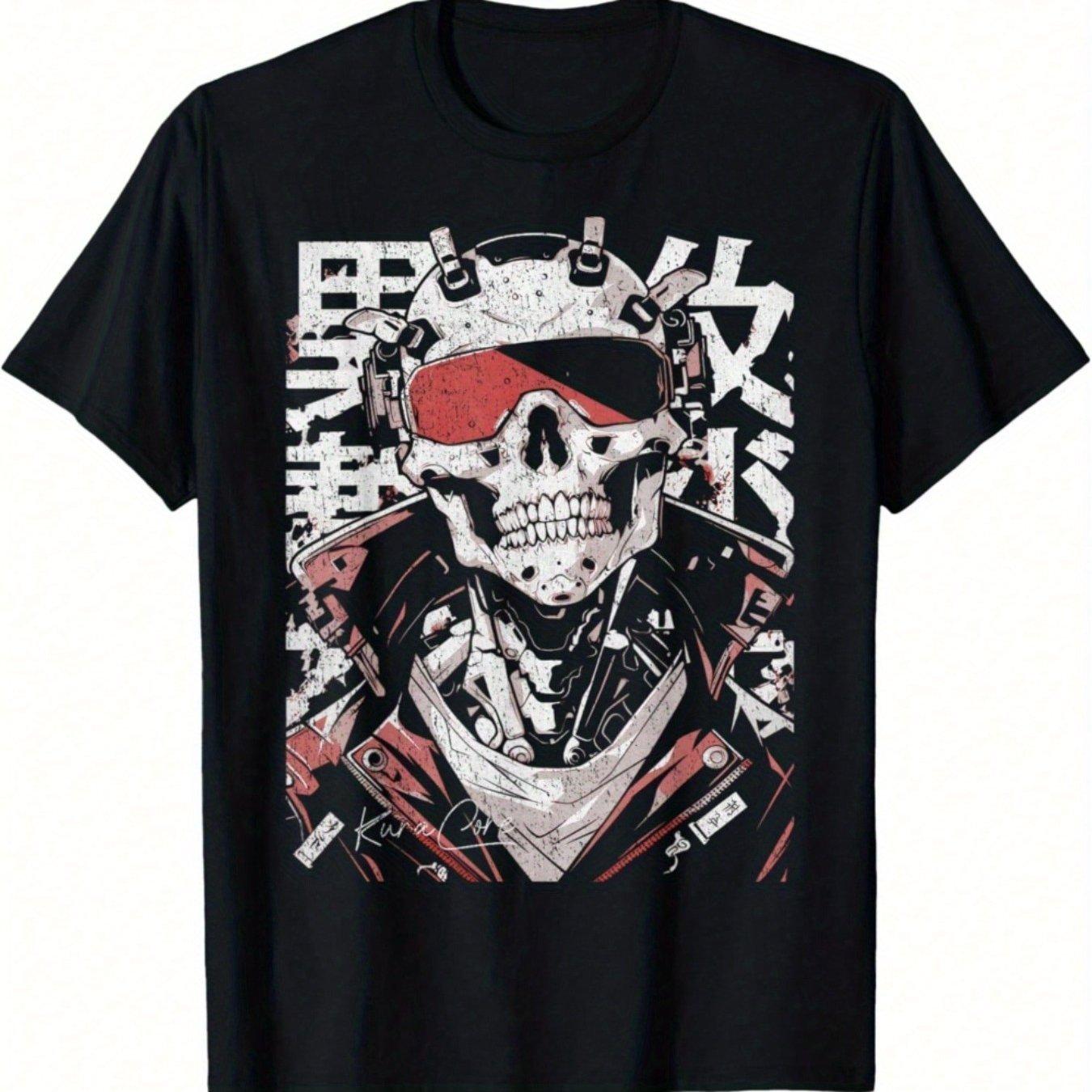 Cyberpunk Skull Graphic T-shirt XXL