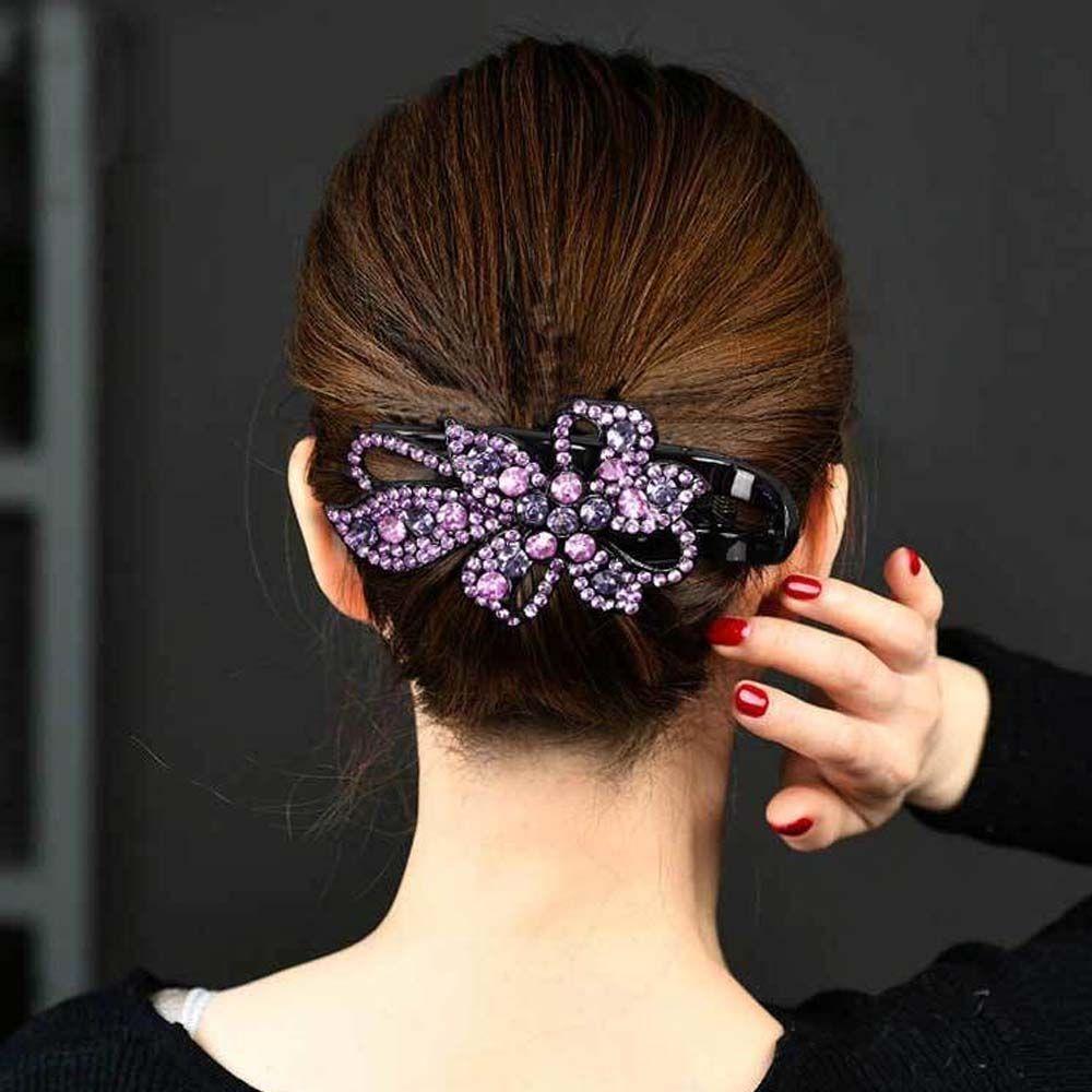 Girls Flower Crystal Retro Female Hair Clip Duckbill Clips Korean Style Hairpin Rhinestone Hairpin