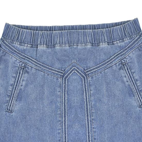 Lady Skirt Solid Color Elastic Waist Ripped Retro Loose Summer Skirt Daily Clothes