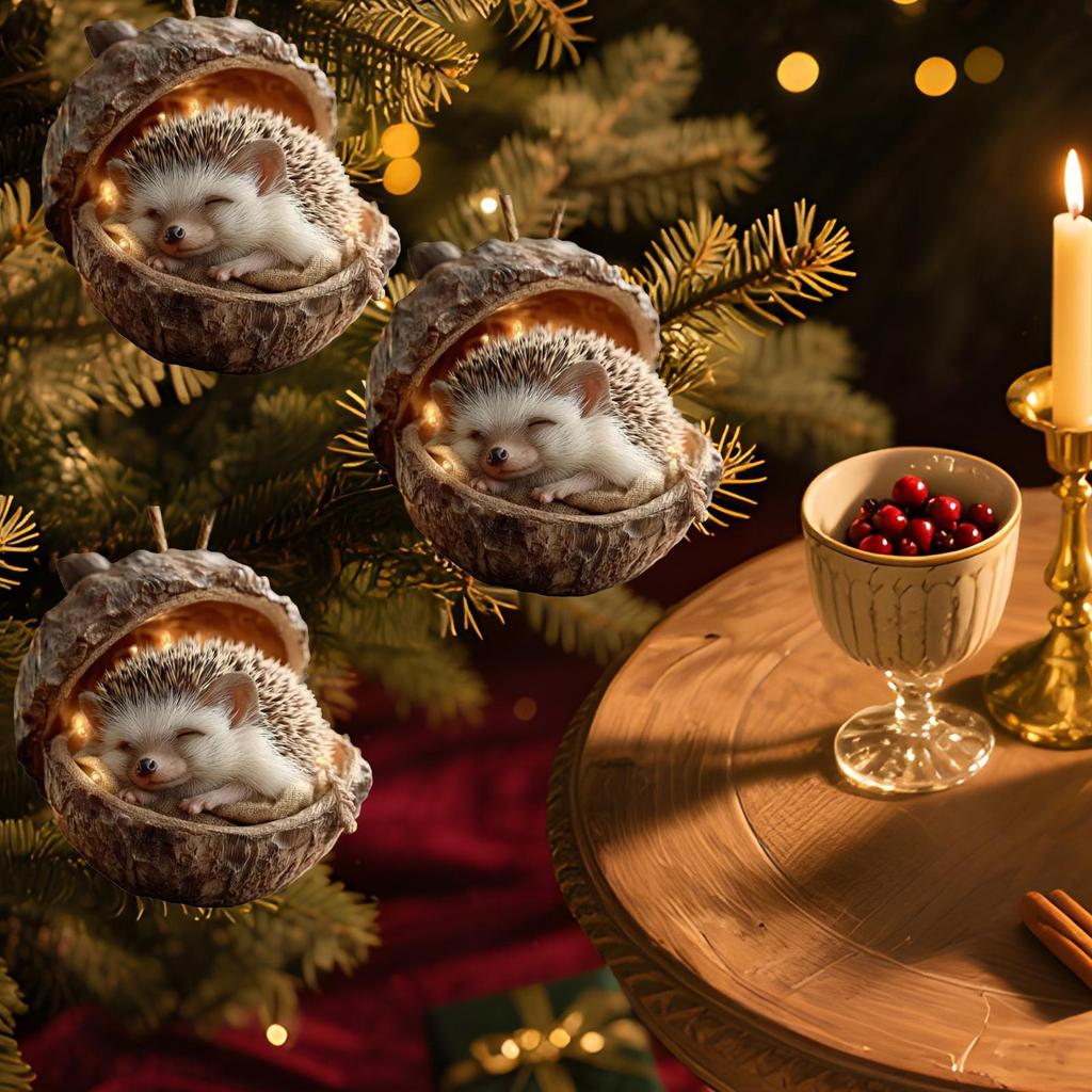 Tierische Weihnachtsanhänger 2D Niedlicher Weihnachtlicher Hängender Acryl-Anhänger Tier Fuchs Eule Eichhörnchen Igel Hase Wildtier-Ornamente