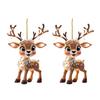 2D Flat Acrylic Elk Pendant Cartoon Deer Car Rearview Mirror Charm Christmas Tree Hanging Decoration for Auto Interior Accessories Holiday Window Wall