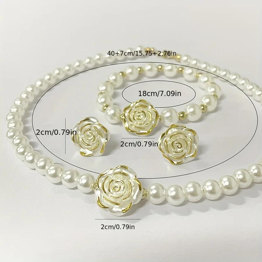 Retro Court Camellia Pearl Necklace Fashion Luxury Set Elegant Lady Bracelet Cross-Border New Style Jewelry Accessories