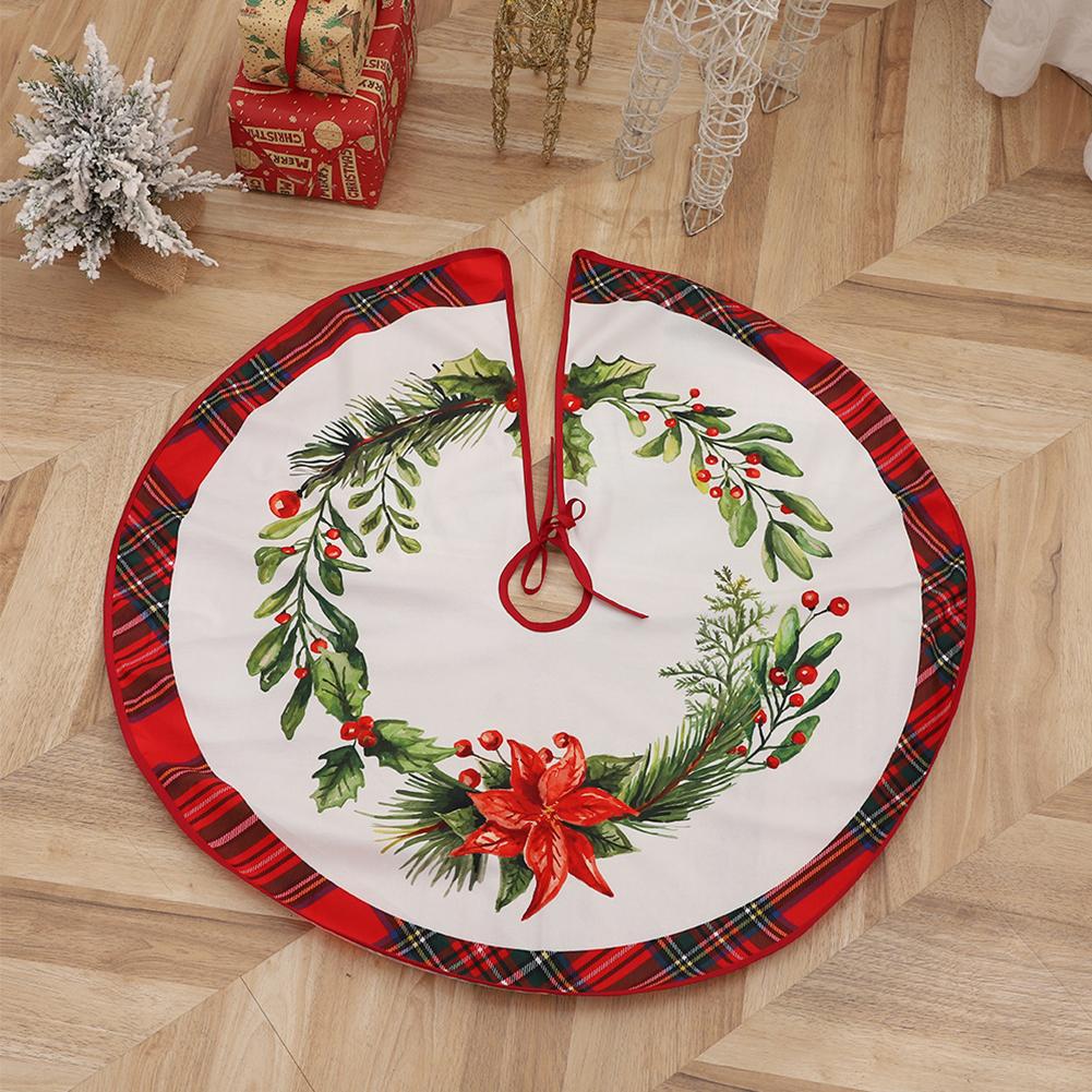 Christmas Tree Skirt Snowflake Santa Claus Printed Xmas Tree Bottom Decor Mat Merry Christmas Decoarations Home Party Ornaments