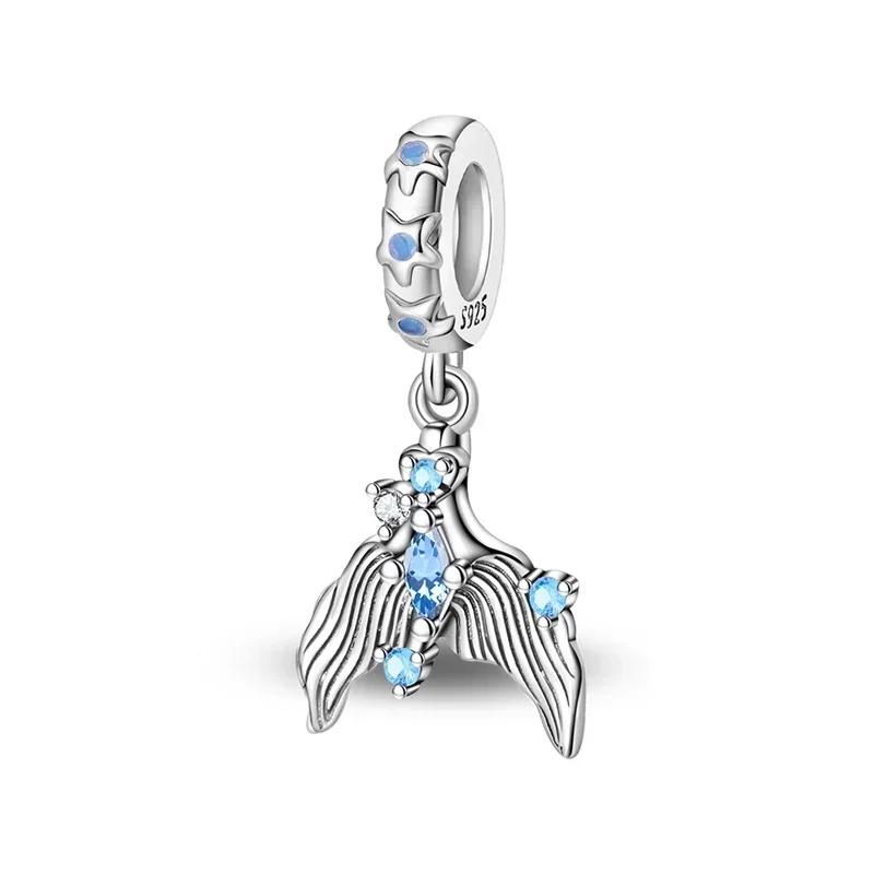 925 Silver Ocean Marine Life Charms Octopus Turtle Fish Whale Mermaid Seahorse Beads DIY Jewelry Making Supplies for Necklace Bracelet