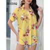 Women's Blouse Short Sleeve Printed Shirts Summer Beach Hawaiian Holidays Lapel Button Casual Fashion Cardigan Blouse Tops