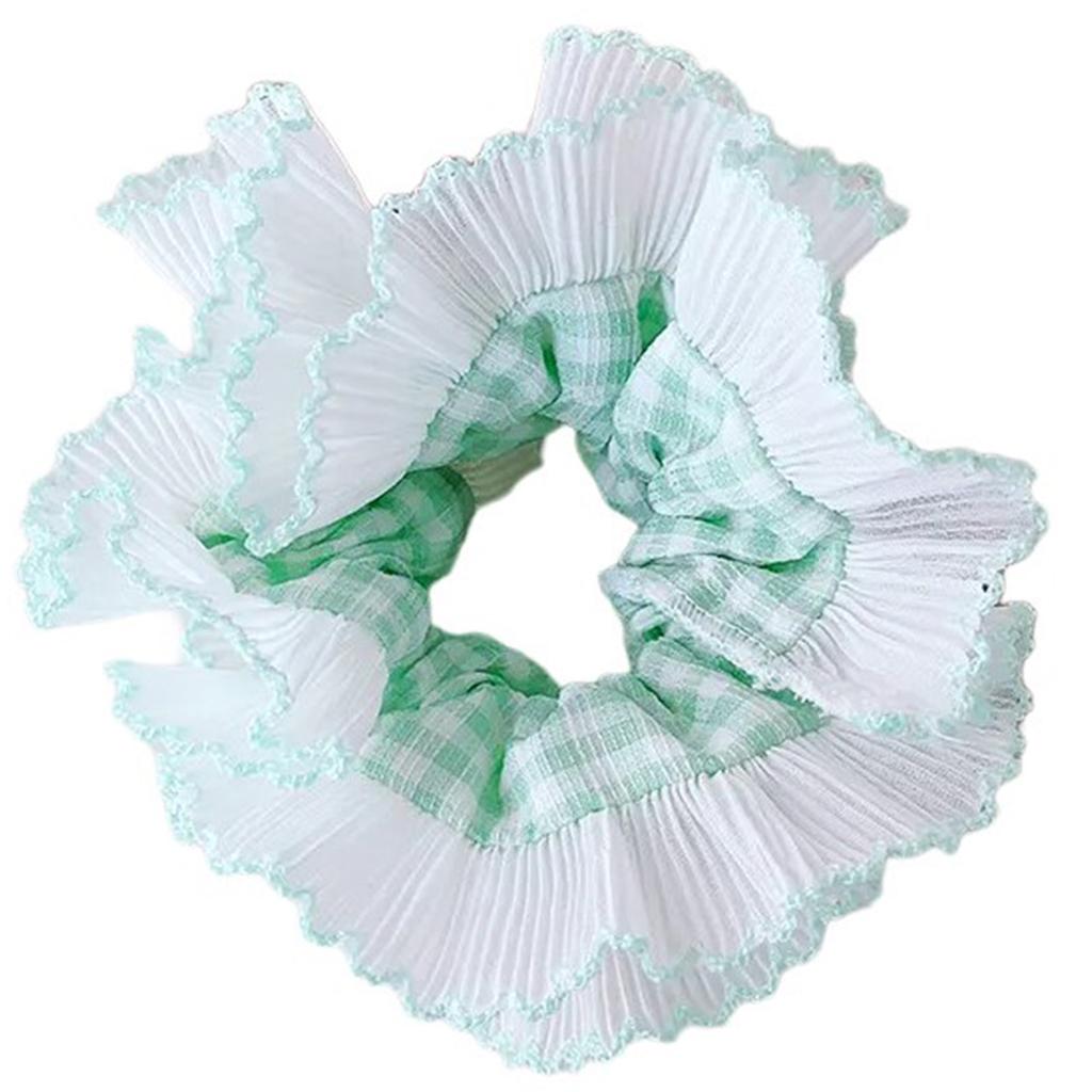 Lace Scrunchies for Women Double Layer Large Elastic Hairbands French Hair Scrunchy Bobbles Soft Hair Accessories