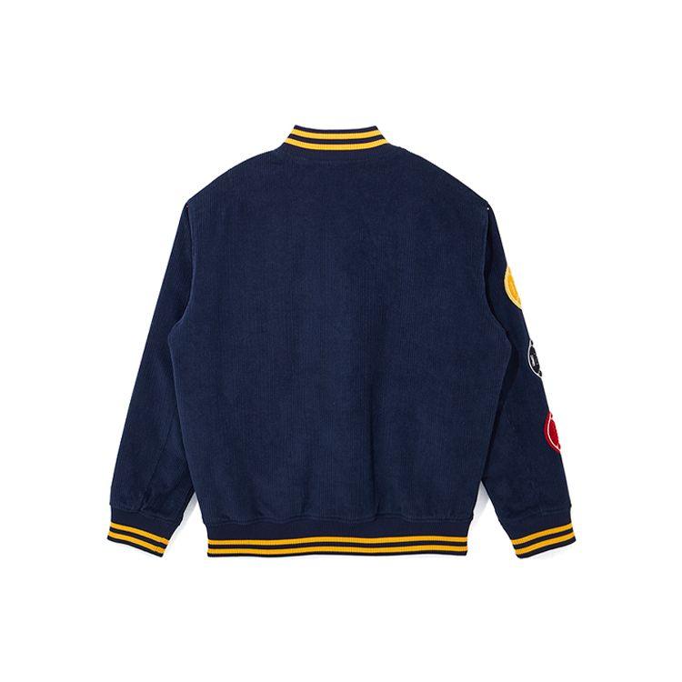 New Era Color Block Letter Corduroy Long Sleeve Baseball Jacket Unisex jackets Navy-Blue 13044914