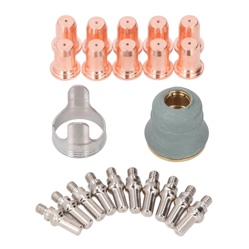 22 Pcs Set Plasma Cutter Electrode Tip Kit Brass Electrodes Tips Shield Cap and Standoff Guide for PT60