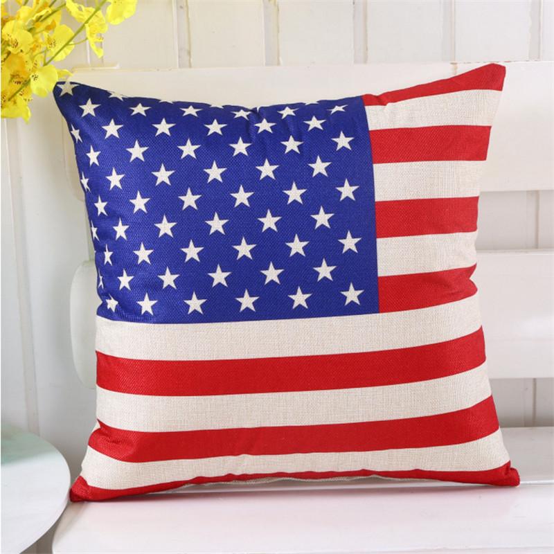 45x45cm Vintage Flag Printed Cotton Linen Home Living Room Sofa Cushion Cover Decoration Throw Pillowcase