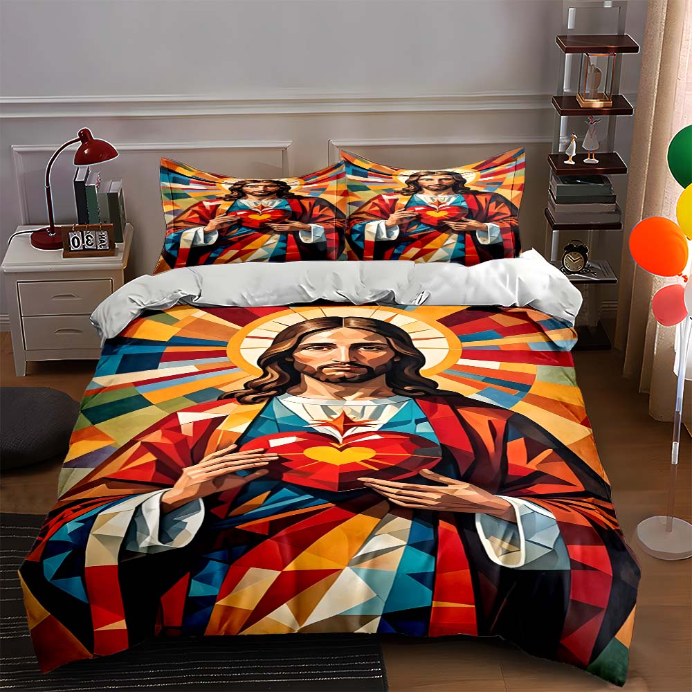 

Colorful geometric portrait Bedding Duvet cover sets Duvet covers Pillowcases gifts (1 * Duvet Cover 2 * Pillowcases, without duvet insert) 135x200cm