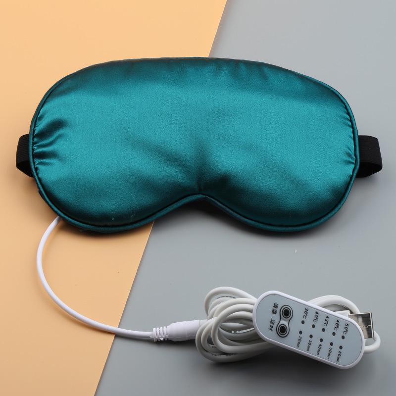 Rechargeable USB Faux Silk Eye Mask with Aroma Bag - Light Blocking, Hot Compress, Relieves Eye Fatigue, Breathable and Soothing for Women.
