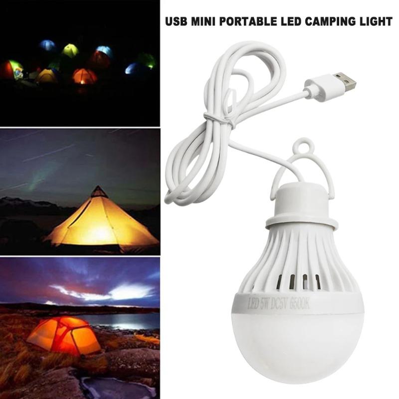 5W USB Light Bulb LED Light Bulb Hanging Camping Lantern Cord Tent Light for Tent Emergency Fishing Hiking Garden Barbecue