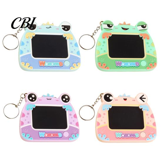 Wiederverwendbares Schreibblock Mini Zeichenbrett Schlüsselanhänger für Kinder, Cartoon Frosch mit Schlüsselring, Hängendes Kritzel Skizze Schultasche LCD Tablet Anhänger