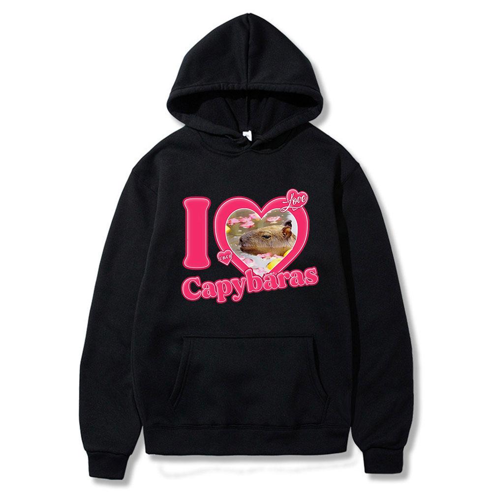 Funny Ok I Pull Up Capybara Print Hoodie Men's Fashion Casual Oversized Hooded Sweatshirts Gothic Pullovers Clothes for Teens