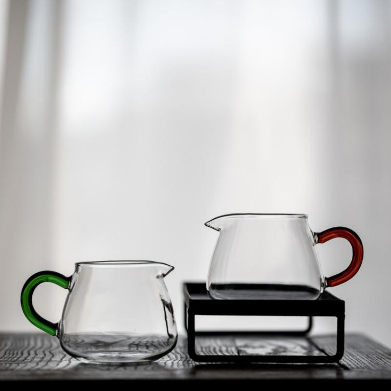 Chinese Style Heat Resistant Glass Fair Cup with Handle Chahai Tea Cup Home Kung Fu Tea Set Transparent Drinkware Accessories