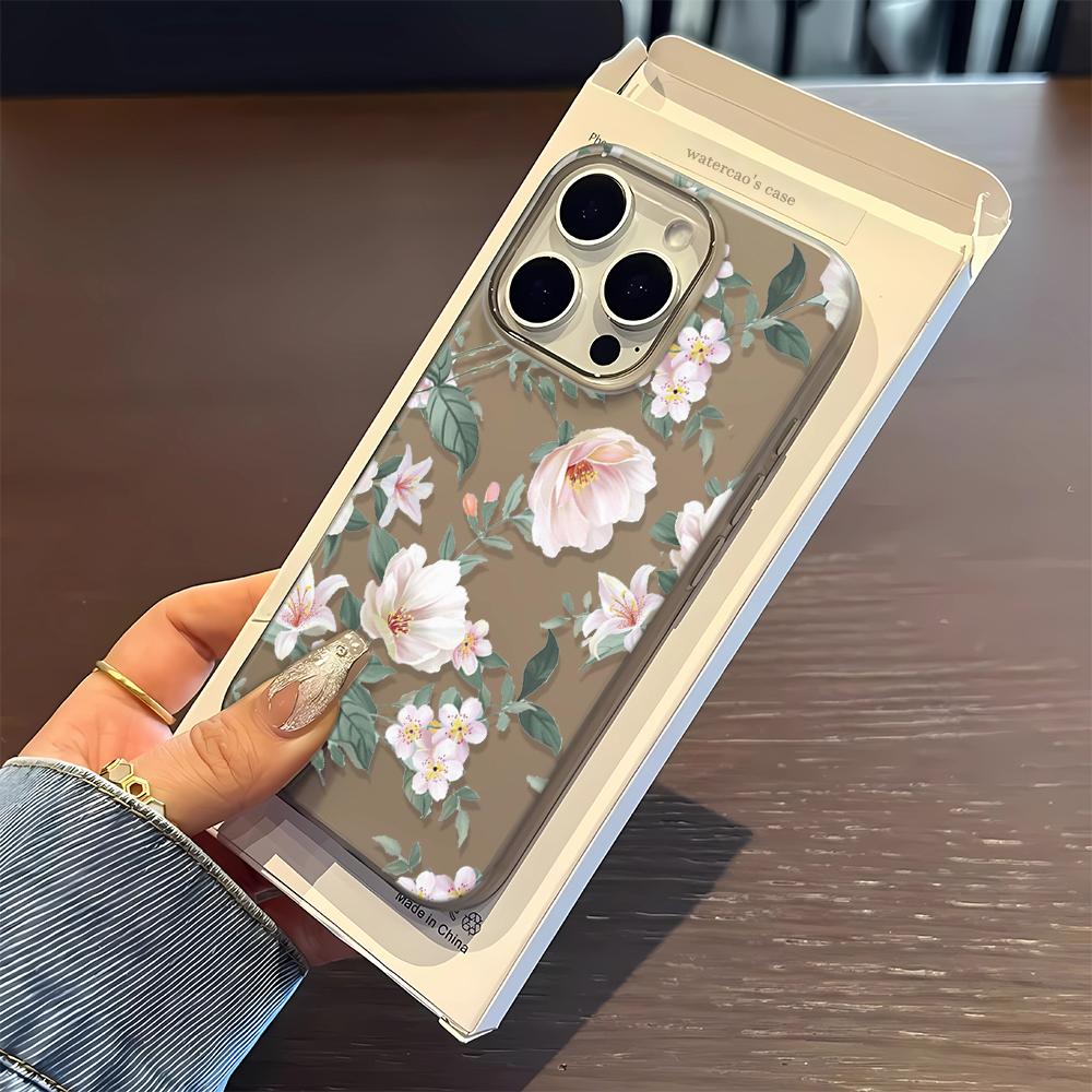 Phone Case For Iphone 15 Plus 17 Air 16 13 14 12 11 Pro Max Soft Precise Cut Funda Elegant Flower Scratch Resistant Cover