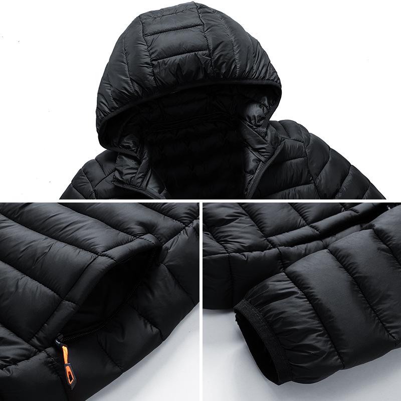 Men's Plus Size Multicolor Lightweight Cotton-Padded Winter Jacket with Detachable Hood