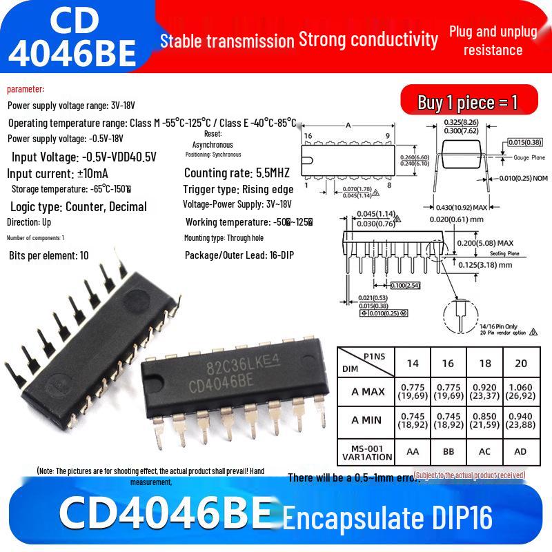 CD4017BE & CD4000 Series IC Chips (CD4001/11/66/82/106/4051/52/69/21/50/81)