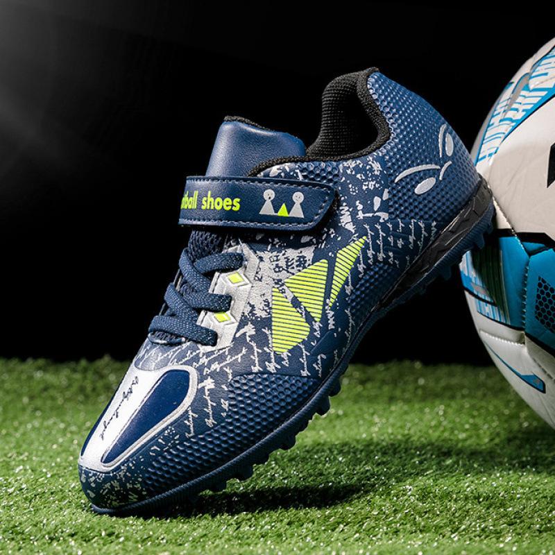 New Kids Velcro Soccer Boots Boys Girls TF Broken Nails Training Competition Sneakers for Primary and Secondary School Students
