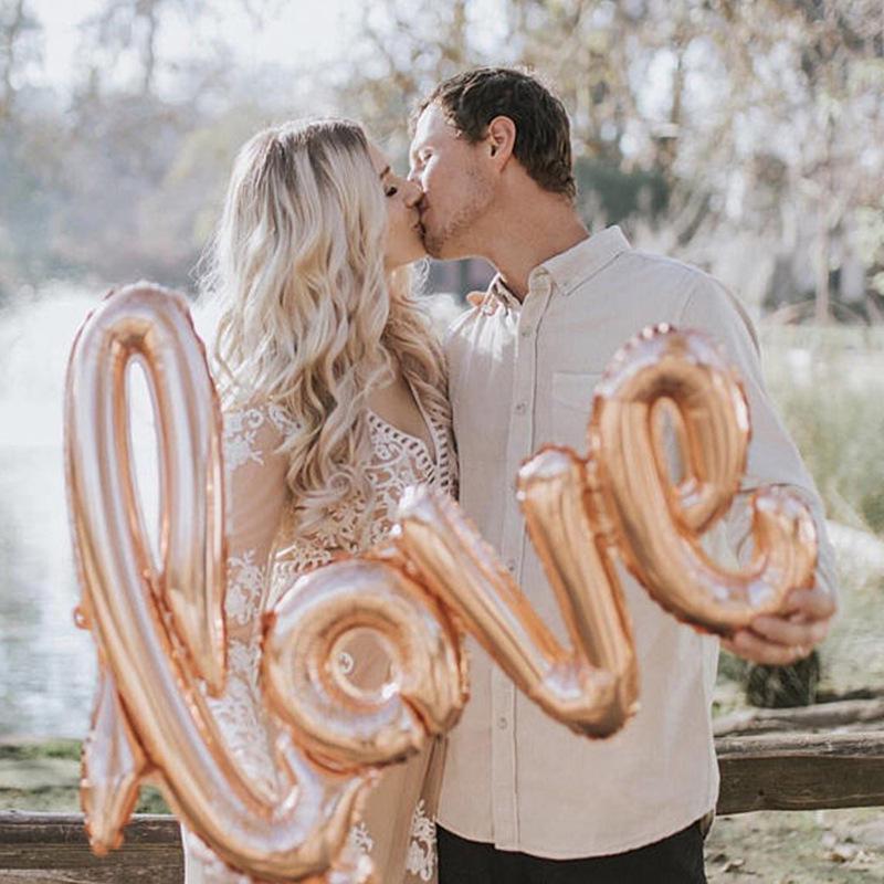 108cm LOVE Letter Foil Balloon Wedding Valentines Anniversary  Birthday Party Decoration Champagne Cup Photo Booth Props