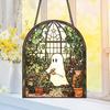 Halloween Reading Ghost Suncatcher Hanging Decoration Black Cat Stained Glass