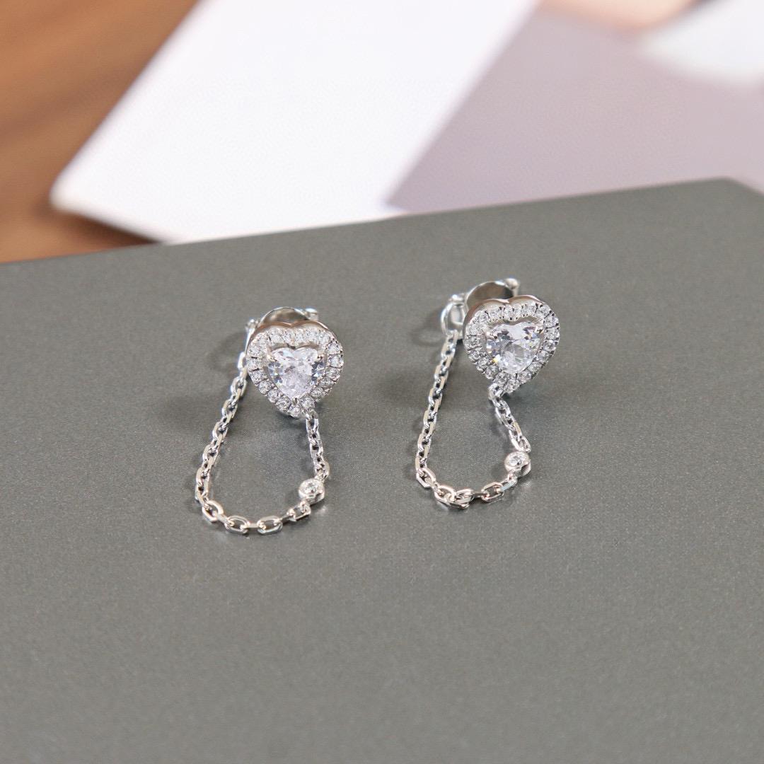 

Hot Brand Vintage Earrings for Women Luxury Jewelry Fashion Heart Diamond Designer Eardrop Pure 925 Sliver Party Stud Earrings серебряный