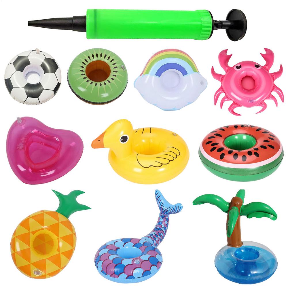 Pool Drink Holder 10X Floating Drink Holder For Pool Floating Beverage Tray With Cute Design Inflatable Poolside Accessory For