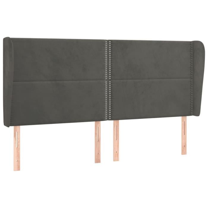 VidaXL Tête de lit avec oreilles Gris foncé 163x23x118-128 cm Velours3117871